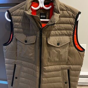 Boss Tan Quilted Vest with Orange Lining